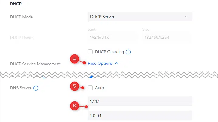 Прописывание DNS-серверов для выбранной сети